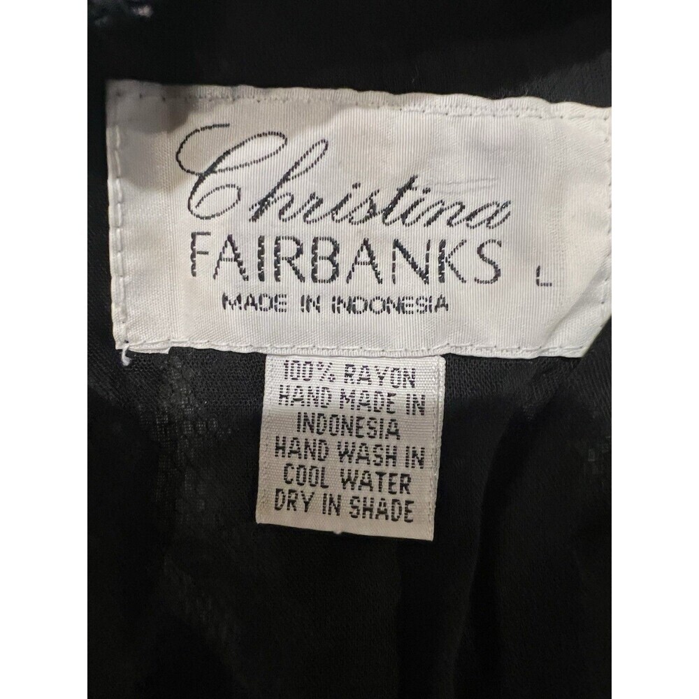 Vintage Christina Fairbanks black sleeveless beaded sequin button top blouse L - Picture 7 of 7